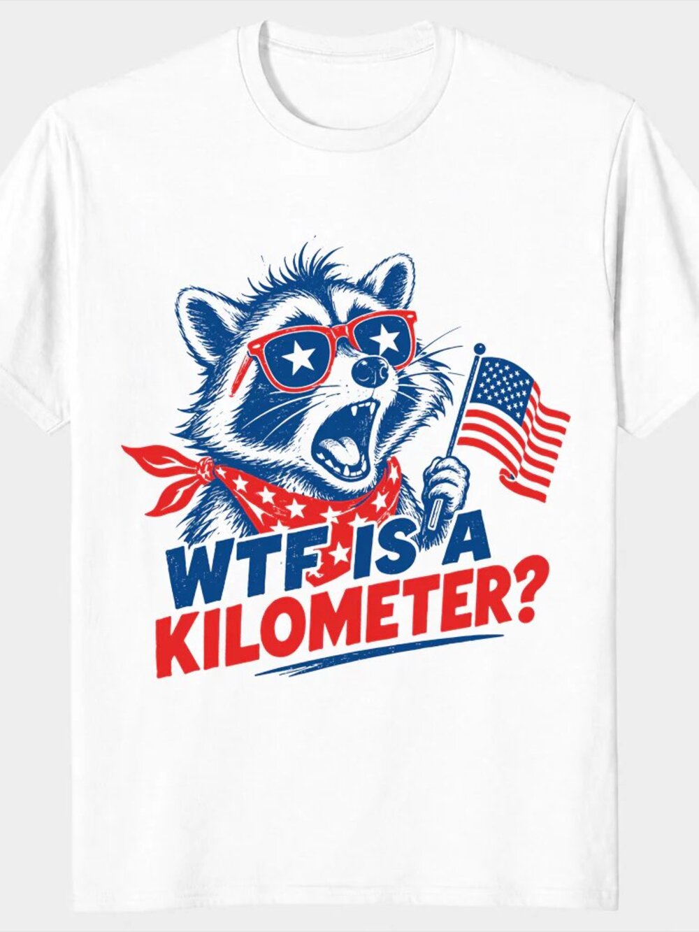 WTF Is a Kilometer Shirt – Funny 4th of July Raccoon Meme Tee